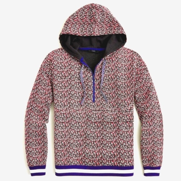 J.Crew Speckled Jacquard Anorak Jacket Varsity Pullover Hoodie Sweatshirt XXL - Picture 3 of 10